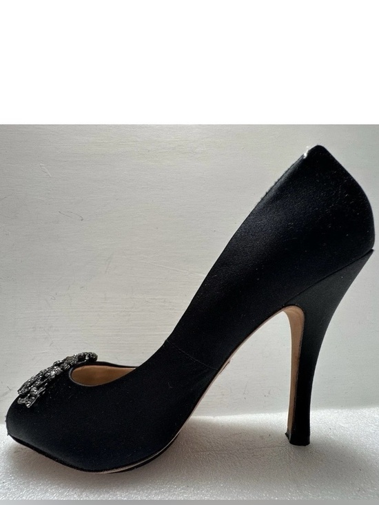Badgley Mischka Shoes - Badgley Mischka Monique Black Satin Open Toe Pumps Stiletto Shoes Black Size 8
